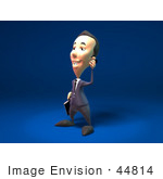 #44814 Royalty-Free (Rf) Illustration Of A 3d White Businessman Mascot Talking On A Cell Phone - Version 2