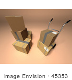 #45353 Royalty-Free (Rf) Illustration Of 3d Cardboard Boxes With A Dolly - Version 3