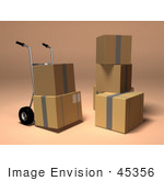 #45356 Royalty-Free (Rf) Illustration Of 3d Cardboard Boxes With A Dolly - Version 4