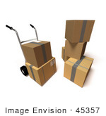 #45357 Royalty-Free (Rf) Illustration Of 3d Cardboard Delivery Boxes With A Dolly - Version 5