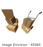 #45360 Royalty-Free (Rf) Illustration Of 3d Cardboard Delivery Boxes With A Dolly - Version 7