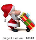 #46340 Royalty-Free (Rf) Illustration Of A 3d Big Nose Santa Mascot Pushing Gifts On A Dolly - Version 3