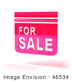 #46534 Royalty-Free (Rf) Illustration Of A 3d Pink Floating For Sale Sign - Version 2