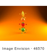 #46570 Royalty-Free (Rf) Illustration Of 3d Green Apple Banana Strawberry And Orange Mascots Standing On Top Of Each Other - Version 3