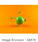 #46578 Royalty-Free (Rf) Illustration Of A 3d Green Apple Mascot Doing A Cartwheel - Version 2