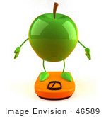 #46589 Royalty-Free (Rf) Illustration Of A 3d Green Apple Mascot Standing On A Scale - Version 1