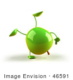 #46591 Royalty-Free (Rf) Illustration Of A 3d Green Apple Mascot Doing A Cartwheel - Version 1
