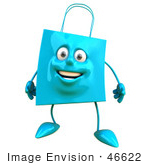 #46622 Royalty-Free (Rf) Illustration Of A 3d Friendly Blue Shopping Bag