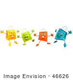 #46626 Royalty-Free (Rf) Illustration Of A 3d Group Of Happy Shopping Bags