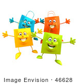 #46628 Royalty-Free (Rf) Illustration Of A 3d Group Of Colorful Shopping Bags Holding Their Arms Out