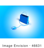 #46631 Royalty-Free (Rf) Illustration Of A 3d Blue Shopping Bag With A Computer Mouse - Version 2
