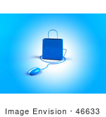 #46633 Royalty-Free (Rf) Illustration Of A 3d Blue Shopping Bag With A Computer Mouse - Version 3