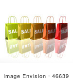 #46639 Royalty-Free (Rf) Illustration Of A 3d Row Of Colorful Sale Shopping Bags - Version 3