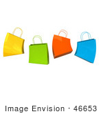 #46653 Royalty-Free (Rf) Illustration Of A 3d Group Of Colorful Jumping Shopping Bags