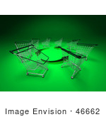 #46662 Royalty-Free (Rf) Illustration Of A Circle Of 3d Shopping Carts Around Circling Green Arrows - Version 2