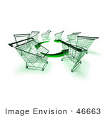 #46663 Royalty-Free (Rf) Illustration Of A Circle Of 3d Shopping Carts Around Circling Green Arrows - Version 4