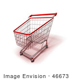 #46673 Royalty-Free (Rf) Illustration Of A 3d Empty Red Rimmed Shopping Cart - Version 2