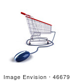 #46679 Royalty-Free (Rf) Illustration Of A 3d Shopping Cart With A Computer Mouse - Version 4