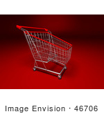 #46706 Royalty-Free (Rf) Illustration Of A 3d Empty Red Rimmed Shopping Cart - Version 3