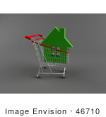 #46710 Royalty-Free (Rf) Illustration Of A 3d Green Home In A Shopping Cart