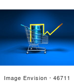 #46711 Royalty-Free (Rf) Illustration Of A 3d Arrow Over An Oil Barrel In A Shopping Cart - Version 3