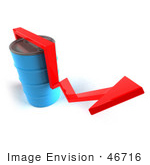 #46716 Royalty-Free (Rf) Illustration Of A 3d Red Arrow Going Around A Blue Oil Barrel - Version 3