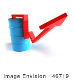 #46719 Royalty-Free (Rf) Illustration Of A 3d Red Arrow Going Around A Blue Oil Barrel - Version 2