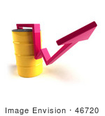 #46720 Royalty-Free (Rf) Illustration Of A 3d Pink Arrow Going Around A Yellow Oil Barrel - Version 2