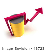 #46723 Royalty-Free (Rf) Illustration Of A 3d Pink Arrow Going Around A Yellow Oil Barrel - Version 4