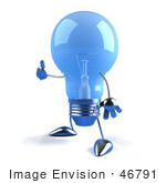 #46791 Royalty-Free (Rf) Illustration Of A Blue 3d Glass Light Bulb Mascot Holding His Thumb Up