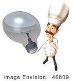 #46809 Royalty-Free (Rf) Illustration Of A 3d Chef Henry Mascot Holding A Light Bulb - Version 1