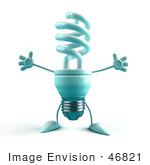 #46821 Royalty-Free (Rf) Illustration Of A Blue 3d Spiral Light Bulb Mascot Holding His Arms Open - Version 4