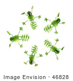 #46828 Royalty-Free (Rf) Illustration Of A Group Of Green 3d Spiral Light Bulb Mascots In A Circle