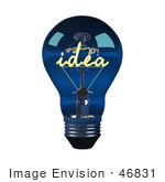 #46831 Royalty-Free (Rf) Illustration Of A 3d Blue Glass Idea Light Bulb - Version 1