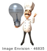 #46835 Royalty-Free (Rf) Illustration Of A 3d Chef Henry Mascot Holding A Light Bulb - Version 4