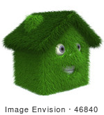 #46840 Royalty-Free (Rf) Illustration Of A 3d Grassy House Mascot - Version 2