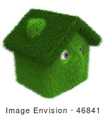 #46841 Royalty-Free (Rf) Illustration Of A 3d Grassy House Mascot - Version 3