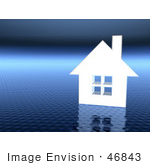 #46843 Royalty-Free (Rf) Illustration Of A 3d White House On A Textured Blue Background - Version 1