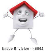 #46862 Royalty-Free (Rf) Illustration Of A 3d White Clay House Mascot Jumping - Version 1