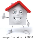 #46866 Royalty-Free (Rf) Illustration Of A 3d White Clay House Mascot Giving The Thumbs Up - Version 2
