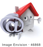 #46868 Royalty-Free (Rf) Illustration Of A 3d White Clay House Mascot Holding An At Symbol - Version 1