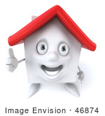 #46874 Royalty-Free (Rf) Illustration Of A 3d White Clay House Mascot Giving The Thumbs Up - Version 1