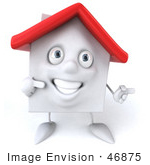 #46875 Royalty-Free (Rf) Illustration Of A 3d White Clay House Mascot Pointing Right