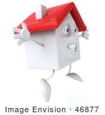 #46877 Royalty-Free (Rf) Illustration Of A 3d White Clay House Mascot Jumping - Version 2