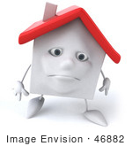 #46882 Royalty-Free (Rf) Illustration Of A Sad 3d White Clay House Mascot Walking Forward
