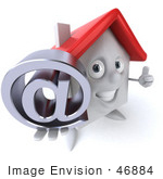#46884 Royalty-Free (Rf) Illustration Of A 3d White Clay House Mascot Holding An At Symbol - Version 2