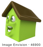 #46900 Royalty-Free (Rf) Illustration Of A 3d Green Clay House Mascot Smiling - Version 4