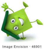 #46901 Royalty-Free (Rf) Illustration Of A 3d Green Clay House Mascot Doing A Cartwheel