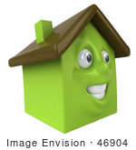 #46904 Royalty-Free (Rf) Illustration Of A 3d Green Clay House Mascot Smiling - Version 2