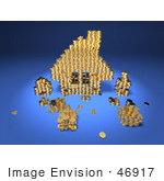 #46917 Royalty-Free (Rf) Illustration Of A 3d House Made Of Golden Coin Stacks - Version 3